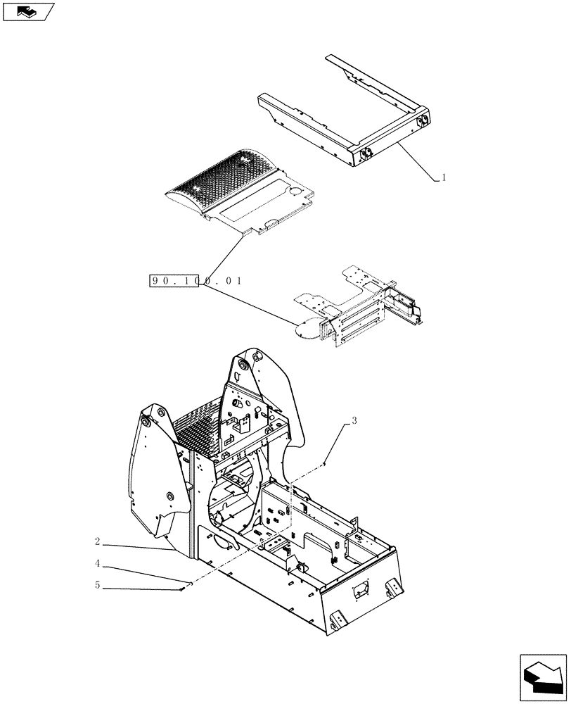 Схема запчастей Case SR250 - (90.100.AG) - CHASSIS HOODS AND COVERS (SR220,SR250) (90) - PLATFORM, CAB, BODYWORK AND DECALS