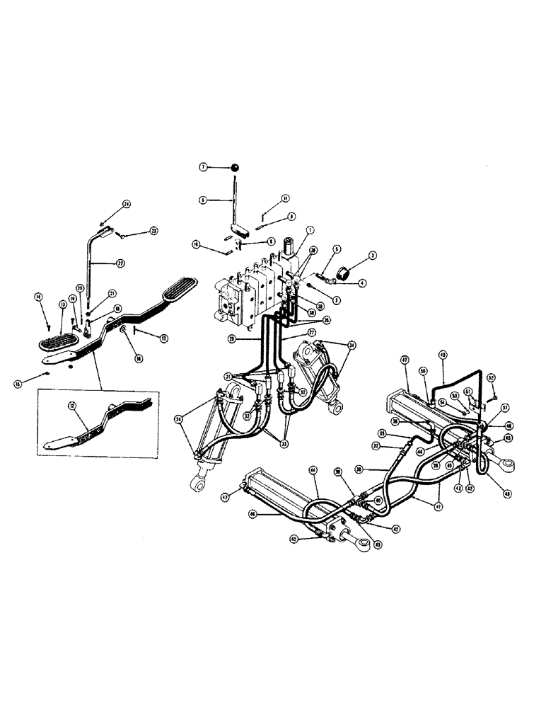 Схема запчастей Case 520 - (172) - BACKHOE VALVE, SWING AND STABILIZER CYLINDER HYDRAULICS, BACKHOE VALVE AND CONTROLS (07) - HYDRAULIC SYSTEM