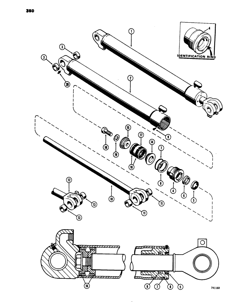 Схема запчастей Case 450 - (350) - G33599, G33602 AND G33603 LOADER LIFT CYLINDERS, GLAND HAS IDENTIFICATION RING (07) - HYDRAULIC SYSTEM