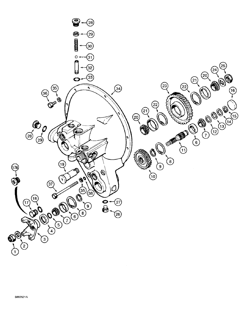 Схема запчастей Case 580SK - (6-16) - TORQUE CONVERTER HOUSING AND GEARS, WITH PTO (06) - POWER TRAIN