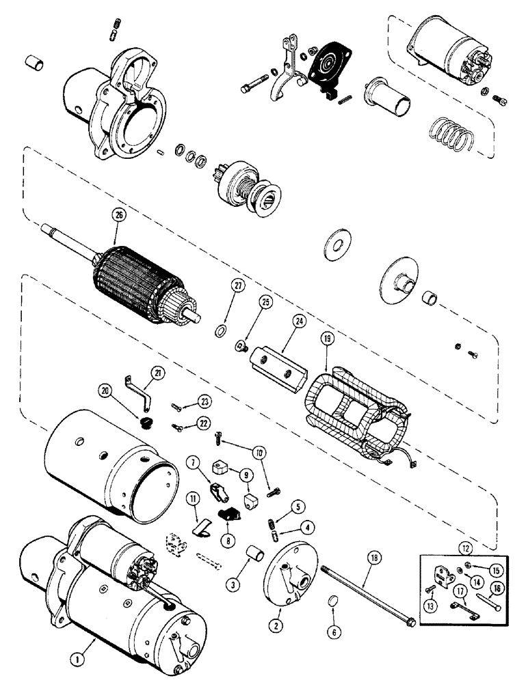 Схема запчастей Case 580B - (125C) - A36582 STARTER, (188) DIESEL ENGINE, MECHANICAL SHUTTLE USED PRIOR TO TRAC SN 8738684 (04) - ELECTRICAL SYSTEMS