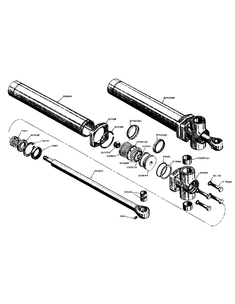 Схема запчастей Case 31 - (090) - D25025 HYDRAULIC SWING CYLINDERS 