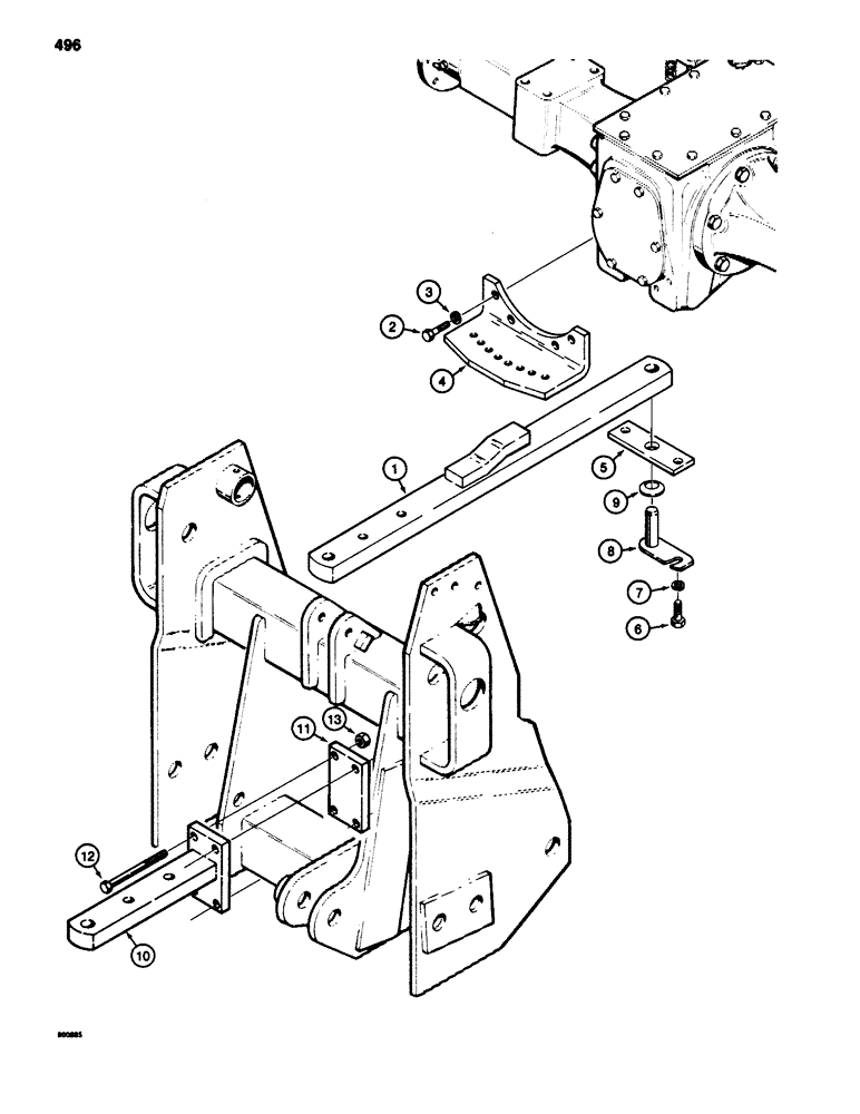 Схема запчастей Case 580D - (496) - DRAWBAR, SWINGING DRAWBAR (09) - CHASSIS/ATTACHMENTS