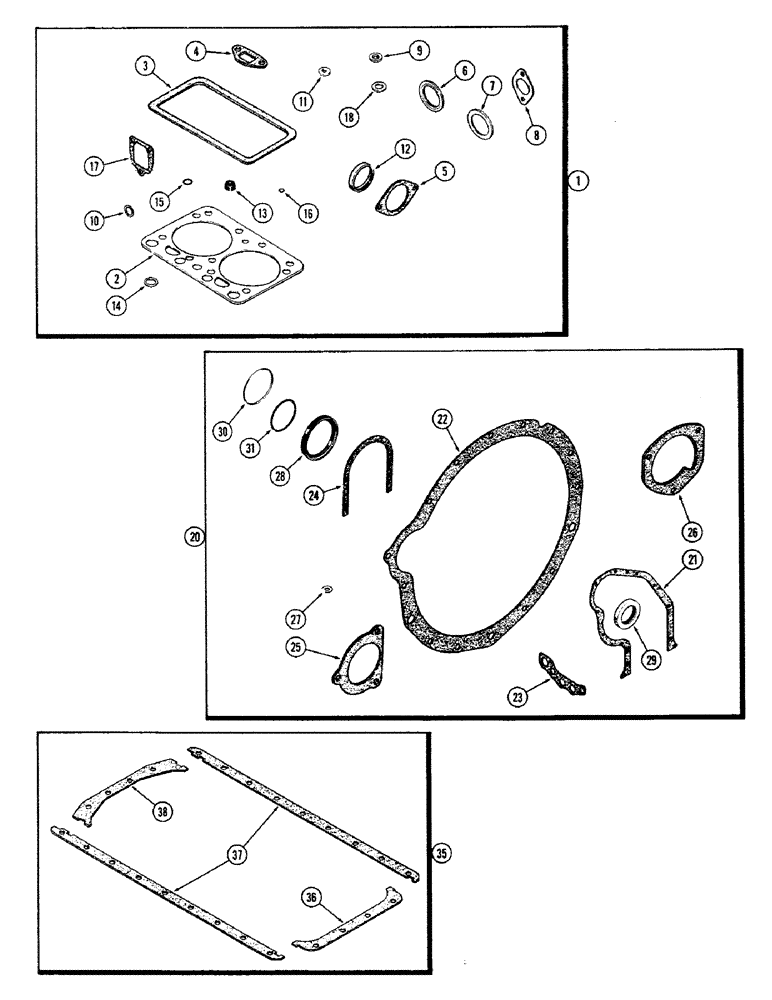 Схема запчастей Case 680CK - (024) - ENGINE GASKET KITS, (267) DIESEL ENGINE 