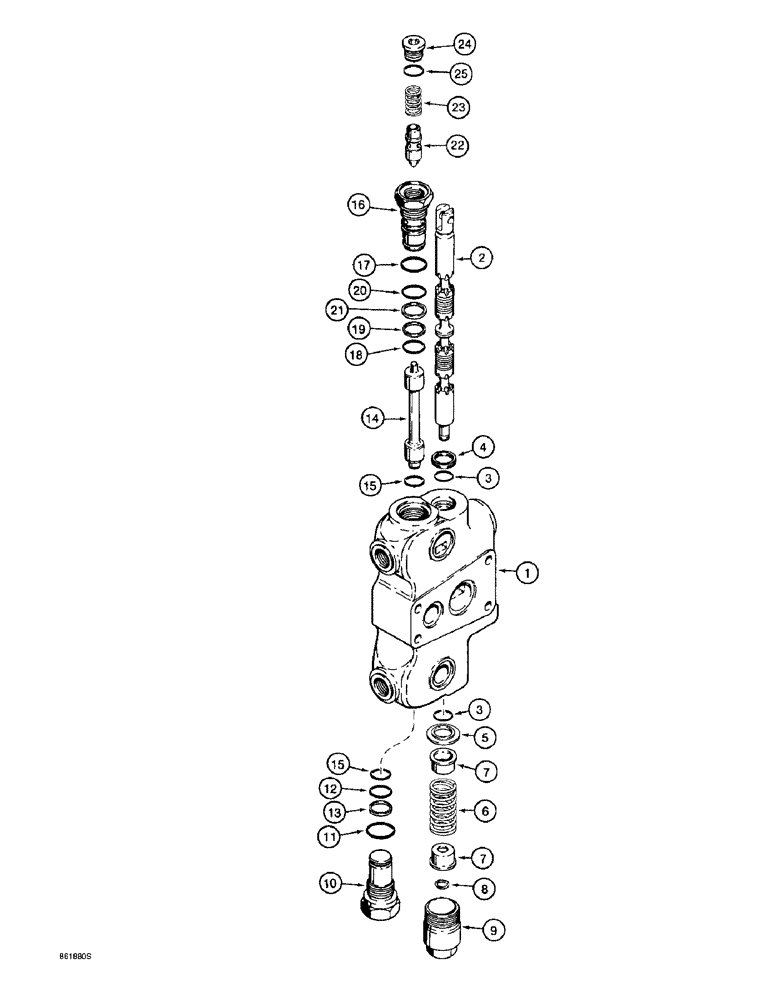 Схема запчастей Case 580L - (8-086) - BACKHOE CONTROL VALVE, LEFT-HAND AND RIGHT-HAND STABILIZER SECTIONS (08) - HYDRAULICS