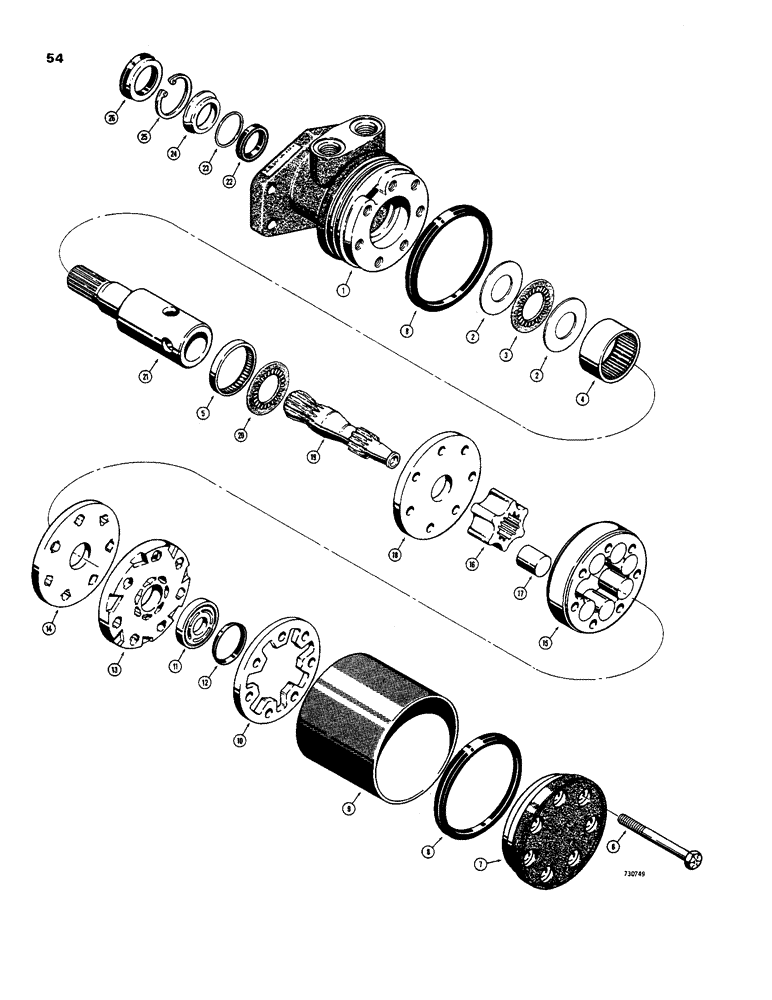 Схема запчастей Case 1816B - (54) - D58412 HYDRAULIC MOTOR (35) - HYDRAULIC SYSTEMS