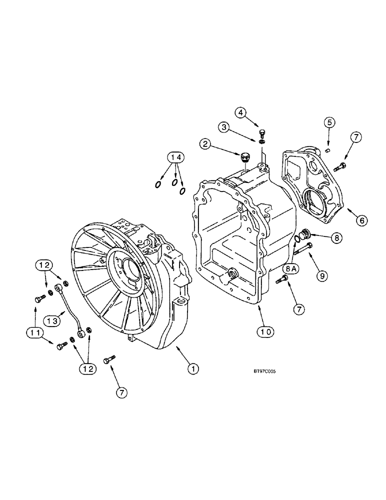 Схема запчастей Case 590SL - (6-036) - CARRARO TRANSMISSION ASSEMBLY, TRANSMISSION HOUSING - TWO WHEEL DRIVE, MODELS W/O POWERSHIFT TRANS. (06) - POWER TRAIN