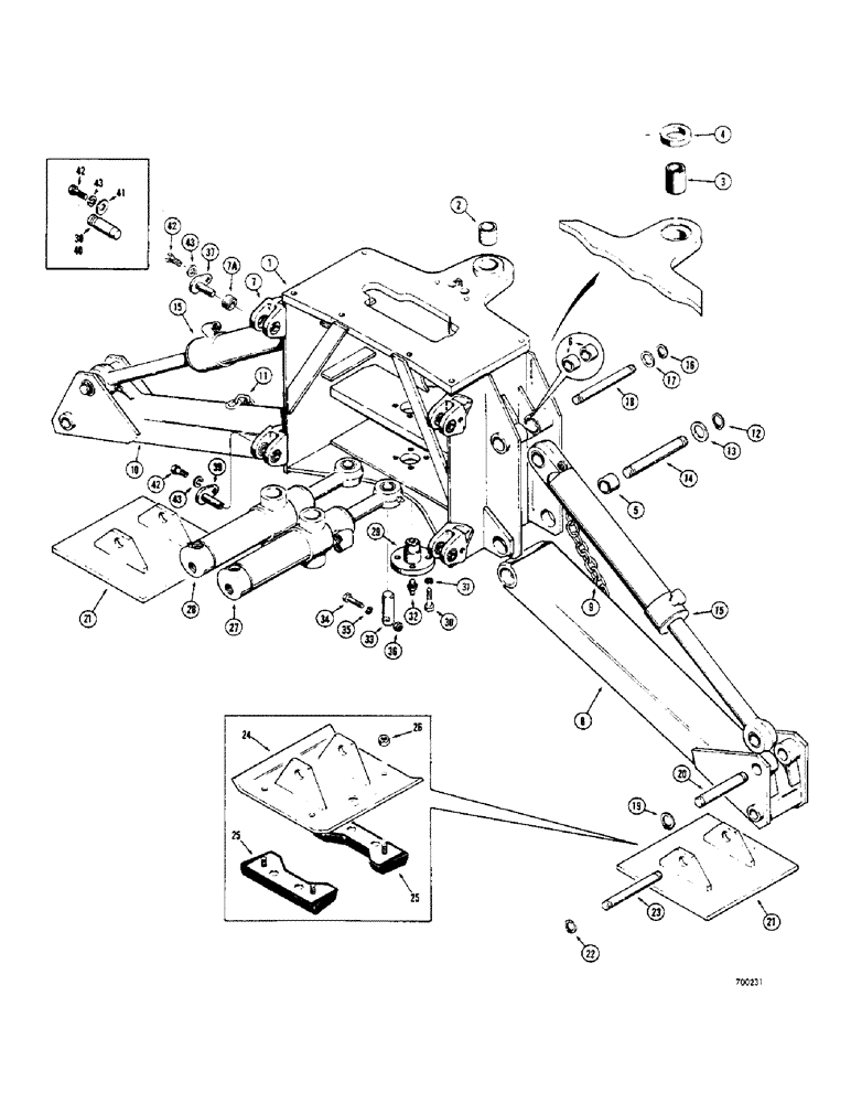 Схема запчастей Case 680CK - (154) - BACKHOE MOUNTING FRAME AND STABILIZERS (84) - BOOMS, DIPPERS & BUCKETS