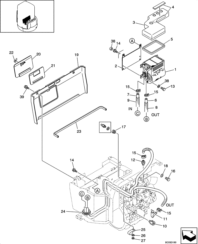 Схема запчастей Case CX36 - (09-46[00]) - HEATER UNIT - CANOPY (09) - CHASSIS/ATTACHMENTS