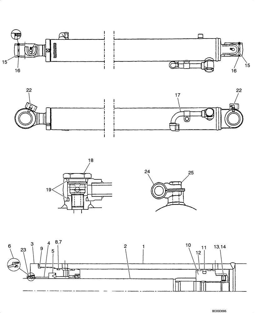 Схема запчастей Case CX36 - (08-81[00]) - CYLINDER ASSY, ARM (CX36 ASN PX11 - 08901) (08) - HYDRAULICS