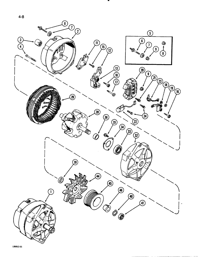 Схема запчастей Case 455C - (4-08) - A167897 ALTERNATOR (04) - ELECTRICAL SYSTEMS