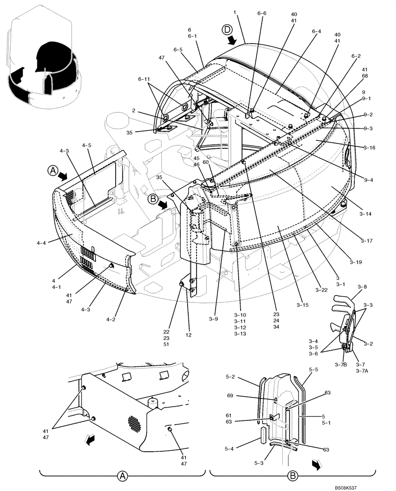 Схема запчастей Case CX50B - (05-017) - GUARD INSTALLATION CAB (COOLER) (PH21C00019F1) OPTIONAL PARTS