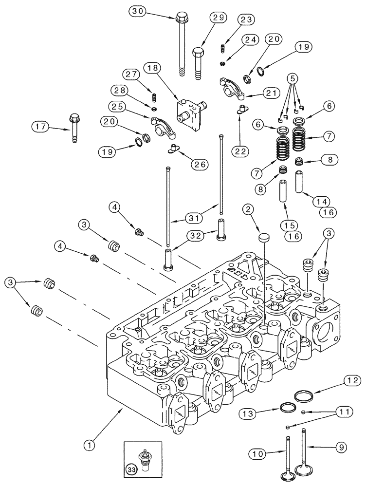 Схема запчастей Case 960 - (02-16) - CYLINDER HEAD VALVE MECHANISM (02) - ENGINE