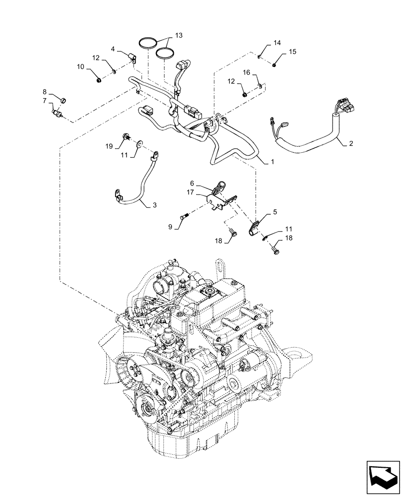 Схема запчастей Case CX36B - (01-103[01]) - HARNESS ASSY, ENGINE (55) - ELECTRICAL SYSTEMS