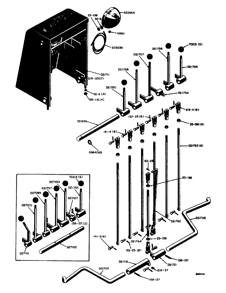 Схема запчастей Case 31 - (018) - BACKHOE CNTRL. LEVERS & LINKAGE, BEFORE BACKHOE S/N 4065701 