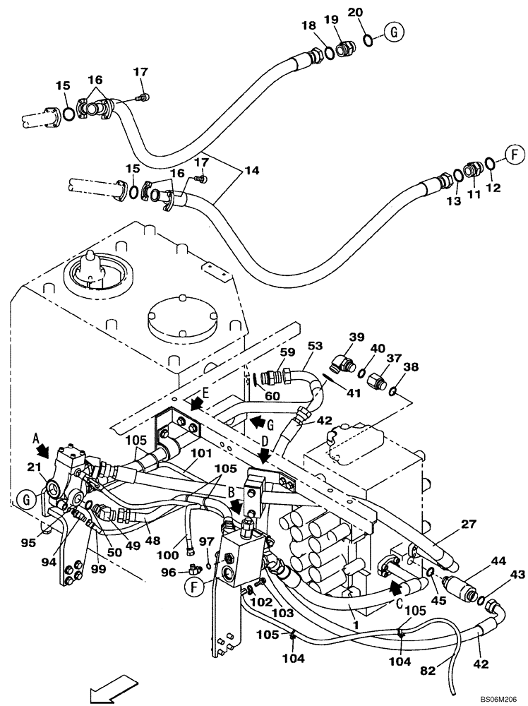 Схема запчастей Case CX290B - (08-32) - HYDRAULICS, AUXILIARY - MULTI-PURPOSE + 3 WAY VALVE, PEDAL ACTIVATED (08) - HYDRAULICS