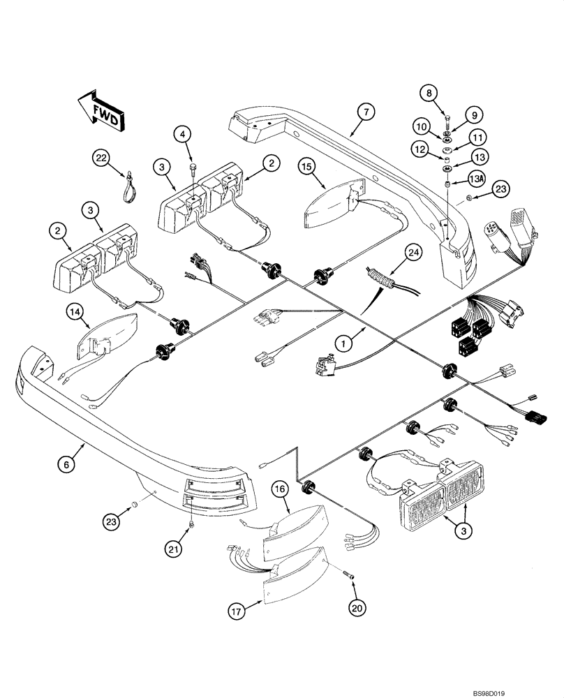 Схема запчастей Case 570MXT - (04-15) - ELECTRICAL - LAMPS, ROPS CAB (04) - ELECTRICAL SYSTEMS