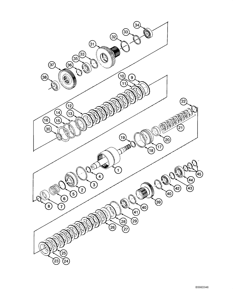 Схема запчастей Case 580SM - (06-30) - TRANSMISSION ASSY, POWERSHIFT - CLUTCH, REVERSE DRIVE (06) - POWER TRAIN