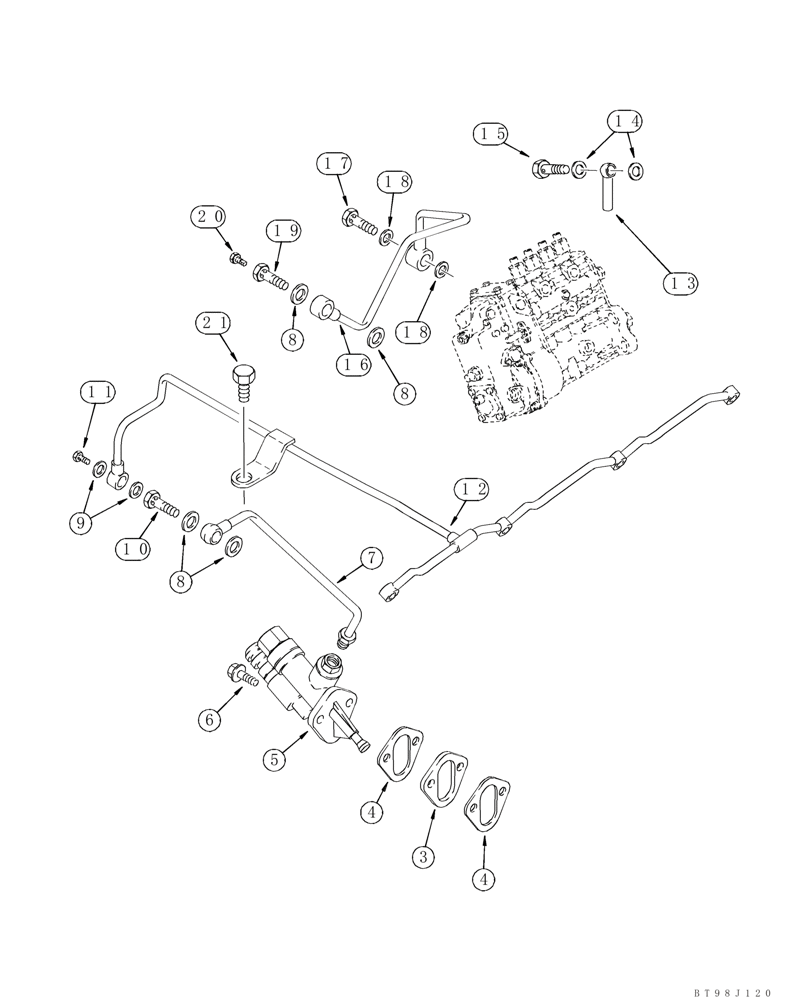 Схема запчастей Case 650K - (03-06) - FUEL FILTER - PUMP, TRANSFER, 4T-390 EMISSIONS CERTIFIED ENGINE (03) - FUEL SYSTEM