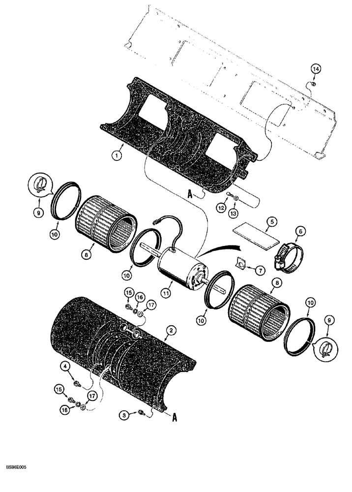 Схема запчастей Case 1150G - (4-040) - AIR CONDITIONING CONDENSER BLOWER, ABOVE CAB ROOF (05) - UPPERSTRUCTURE CHASSIS