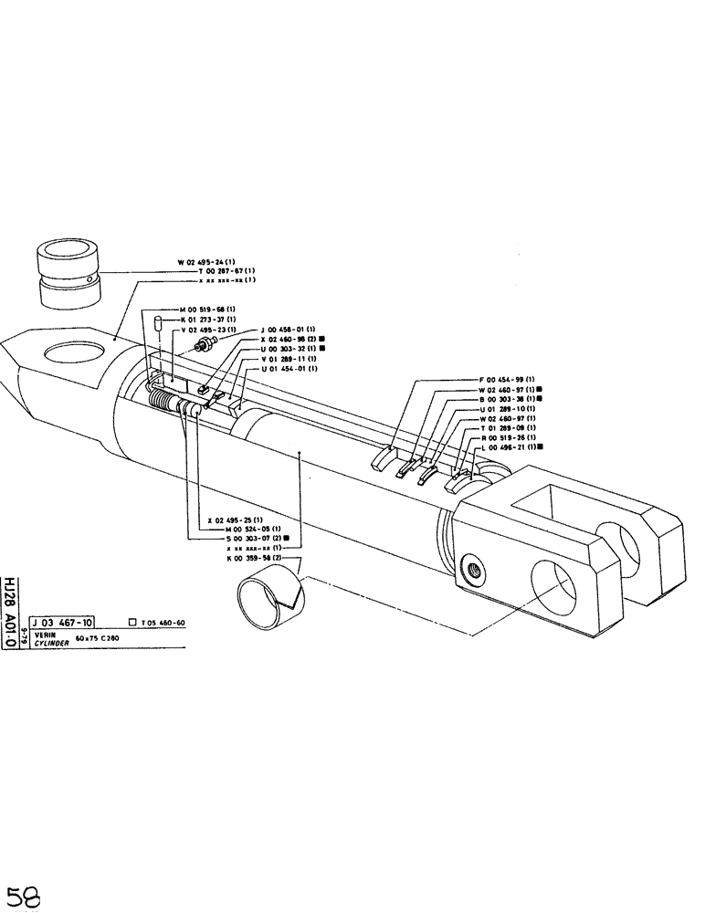 Схема запчастей Case SC150L - (058) - CYLINDER 