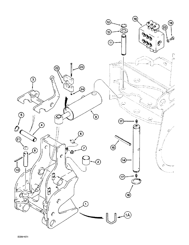 Схема запчастей Case 660 - (9-115A) - PLOW SWING TOWER AND MOUNTING BRACKET, FOR INTEGRAL QUAD FRAME (09) - CHASSIS/ATTACHMENTS