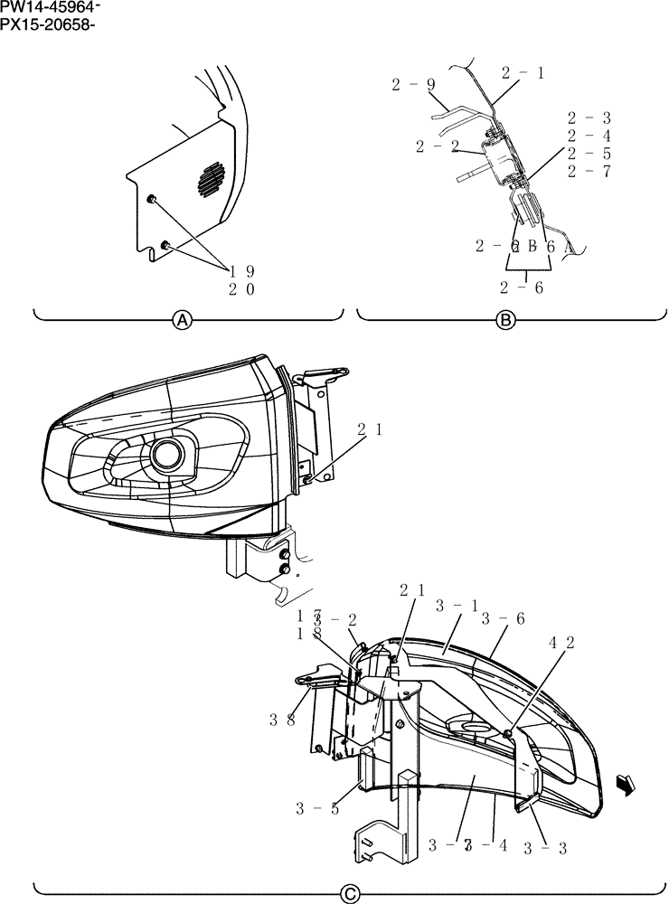 Схема запчастей Case CX36B - (240-01[2]) - GUARD INSTAL (CANOPY) (05) - SUPERSTRUCTURE