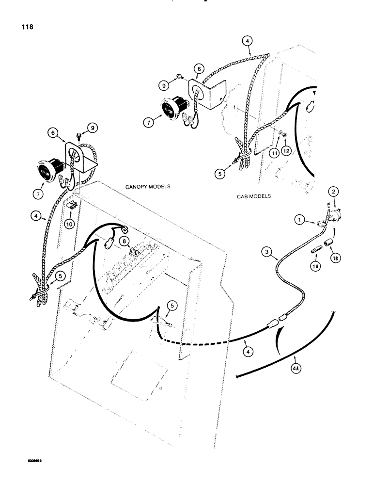 Схема запчастей Case 580SE - (118) - HOURMETER ELECTRICAL CIRCUIT (04) - ELECTRICAL SYSTEMS