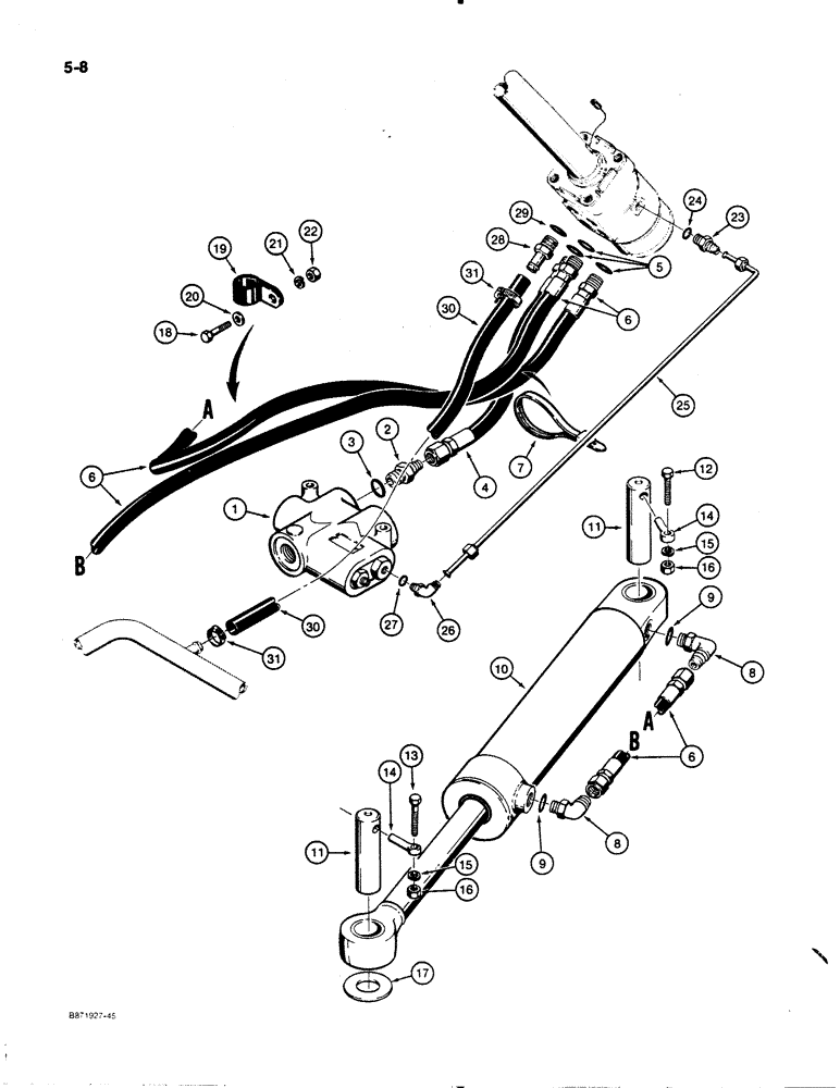 Схема запчастей Case W11B - (5-008) - STEERING HYDRAULIC CIRCUIT (05) - STEERING