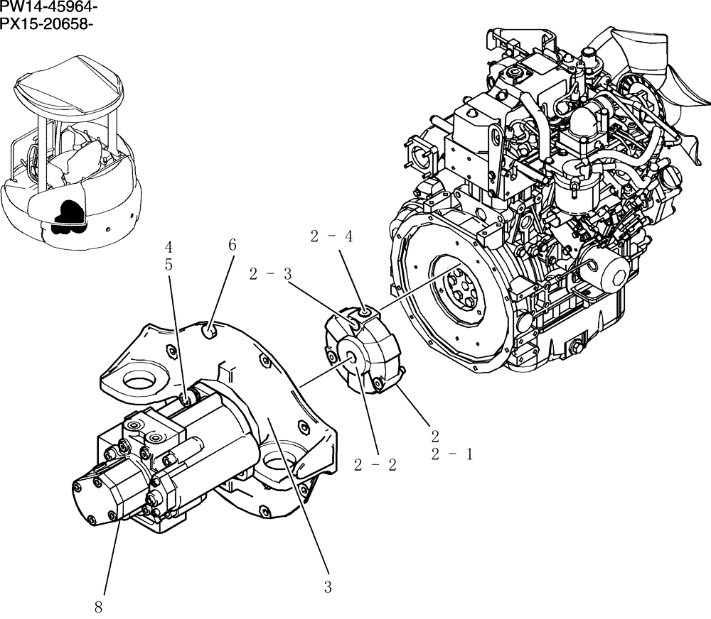 Схема запчастей Case CX36B - (712-01[1]) - POWER TAKE-OFF ASSY (COOLER) (05) - SUPERSTRUCTURE