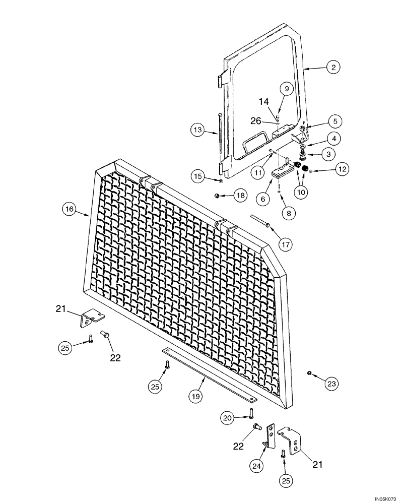 Схема запчастей Case 1150H_IND - (09-26) - CAB - WINDOW, DOOR AND SCREEN (09) - CHASSIS/ATTACHMENTS