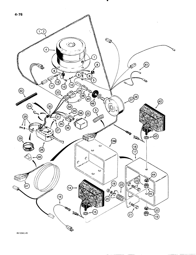 Схема запчастей Case W11B - (4-076) - ELECTRICAL SYSTEM, FLOOD LAMPS, STOBE LAMP, AND TURN SIGNAL, (04) - ELECTRICAL SYSTEMS