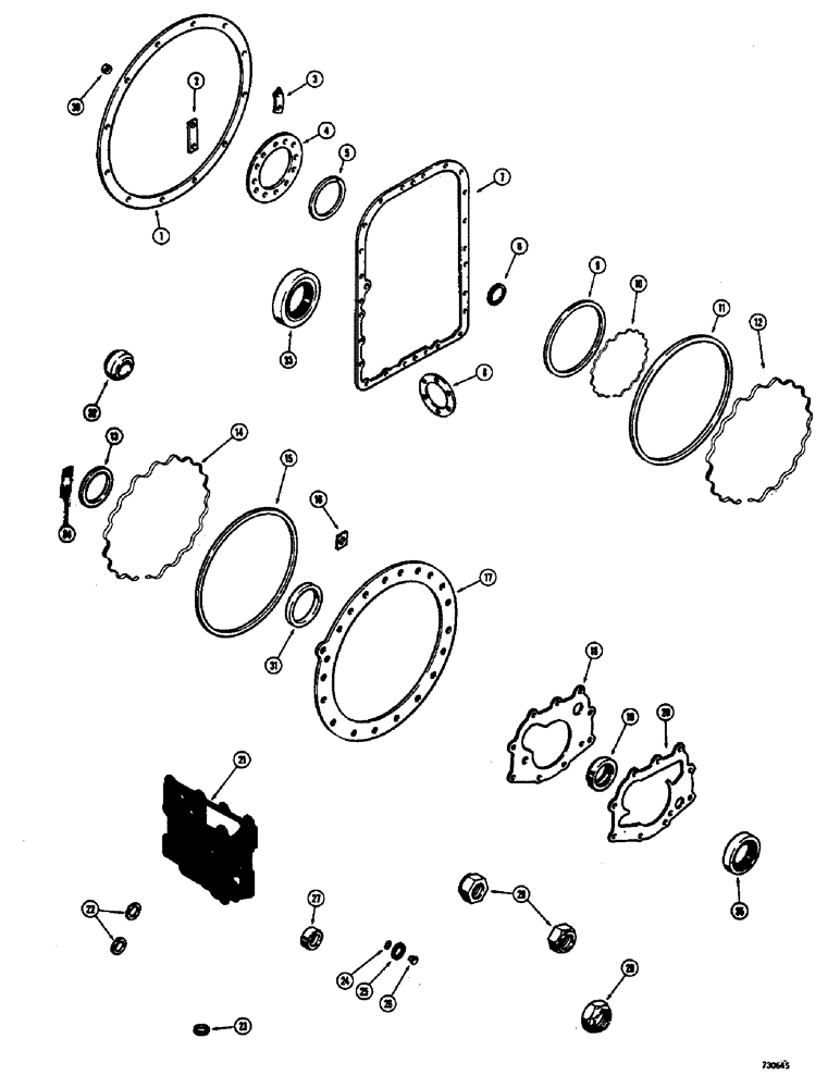 Схема запчастей Case 400 - (034) - TRANSMISSION OVERHAUL KIT (03) - TRANSMISSION