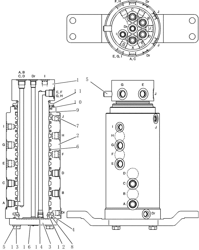 Схема запчастей Case CX36B - (HC930-72[1]) - JOINT ASSEMBLY, SWIVEL (35) - HYDRAULIC SYSTEMS