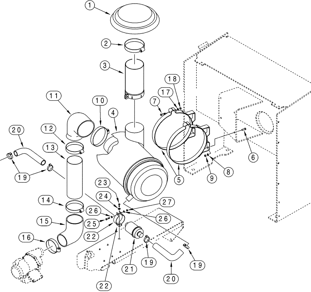 Схема запчастей Case 921C - (02-07) - AIR CLEANER - AIR INTAKE PARTS (02) - ENGINE