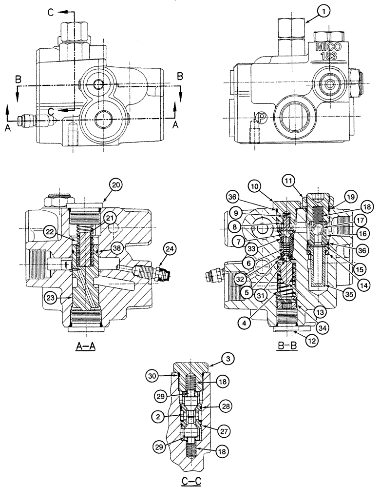 Схема запчастей Case 621C - (07-030) - VALVE ASSEMBLY ACCUMULATOR, BRAKE (07) - BRAKES