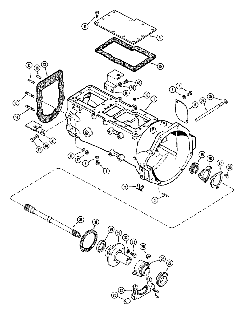 Схема запчастей Case 580B - (160) - TORQUE TUBE, MECHANICAL SHUTTLE (06) - POWER TRAIN