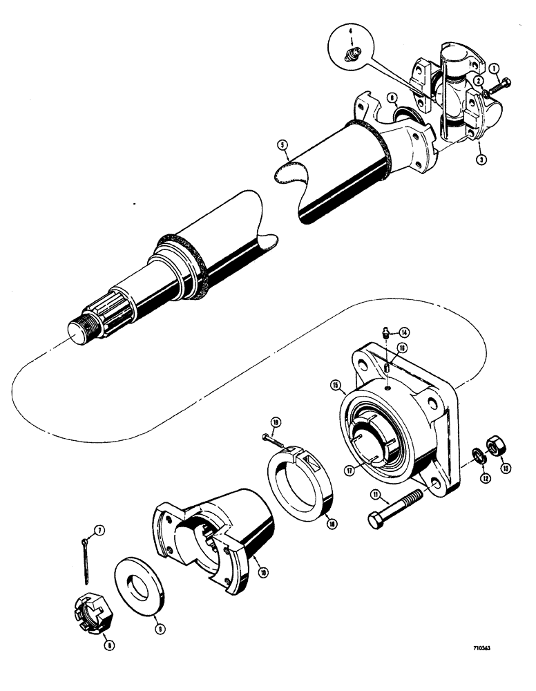 Схема запчастей Case W20 - (138) - L47472 FRONT AXLE DRIVE SHAFT (AXLE END), L47724 DRIVE SHAFT SUPPORT BEARING (06) - POWER TRAIN