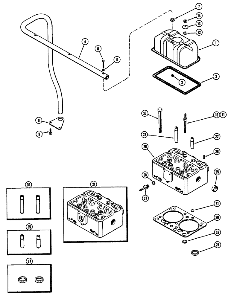 Схема запчастей Case W8B - (004) - CYLINDER HEAD AND COVER, (401) DIESEL ENGINE (01) - ENGINE