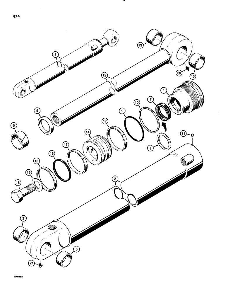 Схема запчастей Case 580E - (474) - G103350 AND G109434 BACKHOE BUCKET CYLINDERS (08) - HYDRAULICS