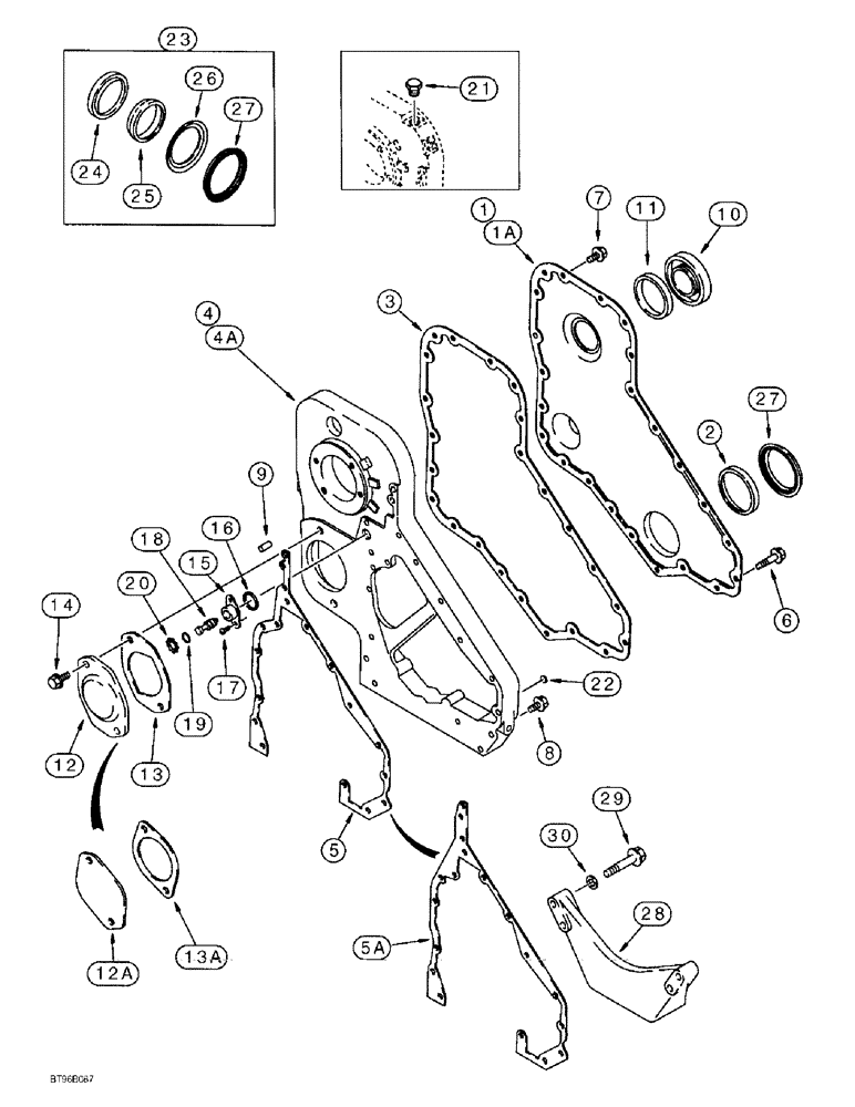 Схема запчастей Case 1150E - (2-008) - FRONT GEAR COVER, 6-830 ENGINE, 6T-830 ENGINE (02) - ENGINE