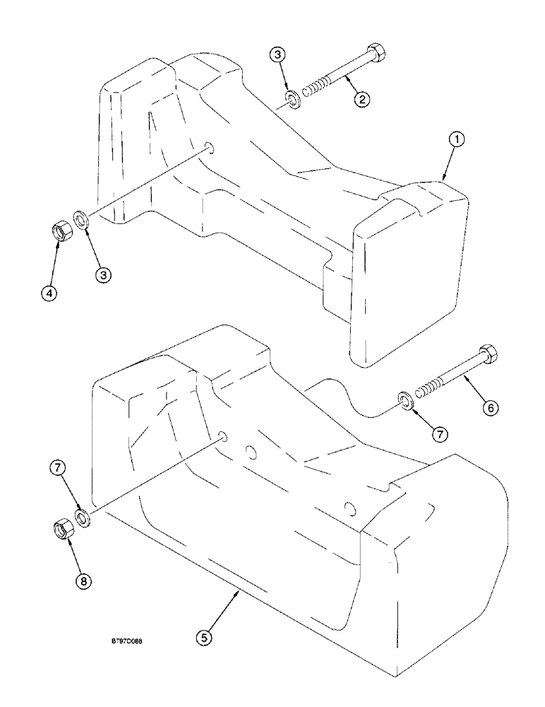 Схема запчастей Case 590SL - (9-53) - FRONT COUNTERWEIGHT (09) - CHASSIS/ATTACHMENTS