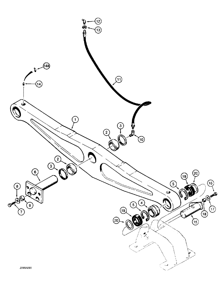 Схема запчастей Case 1150E - (5-32) - SUSPENSION SYSTEM - EQUALIZER BEAM, DOZER AND DRAWBAR MODELS (11) - TRACKS/STEERING