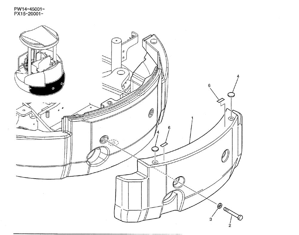 Схема запчастей Case CX36B - (05-001) - COUNTERWEIGHT INSTAL OPTIONAL PARTS