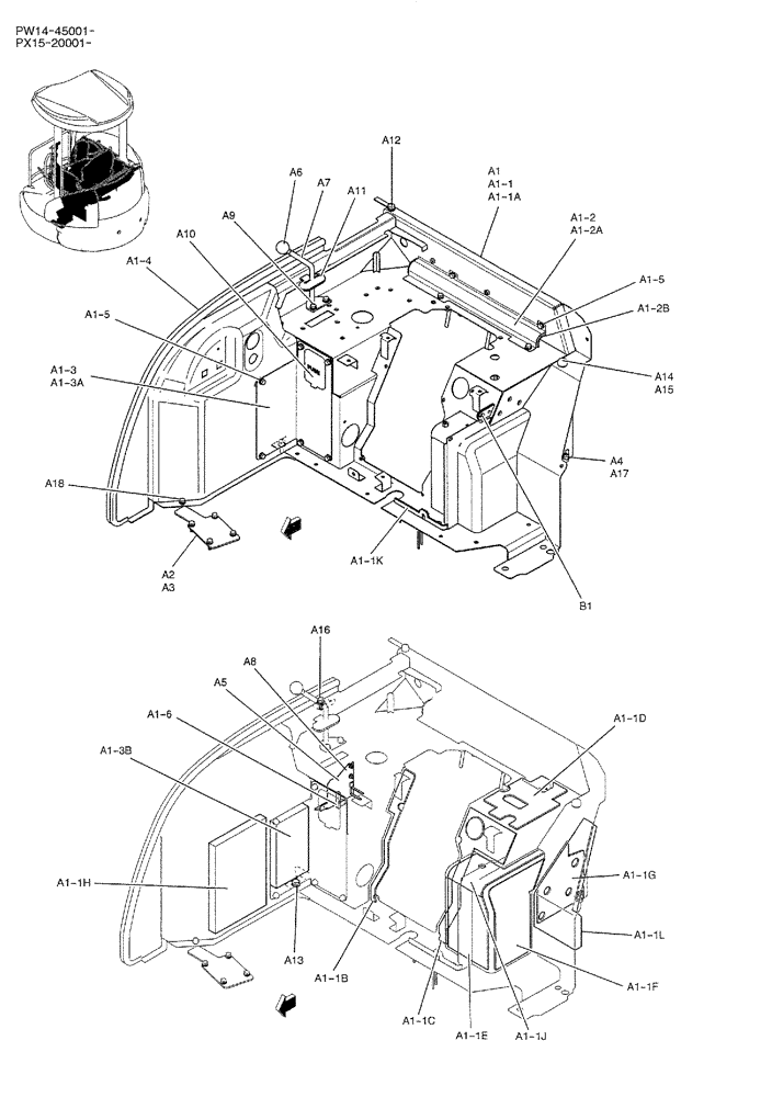 Схема запчастей Case CX36B - (01-030) - STAND ASSY, CONTROL (CANOPY) (05) - SUPERSTRUCTURE