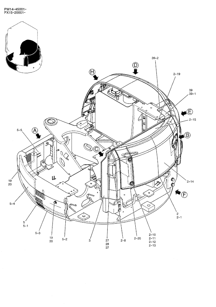 Схема запчастей Case CX36B - (01-067) - GUARD INSTAL (CAB), P/N PW22C00021F1 (05) - SUPERSTRUCTURE