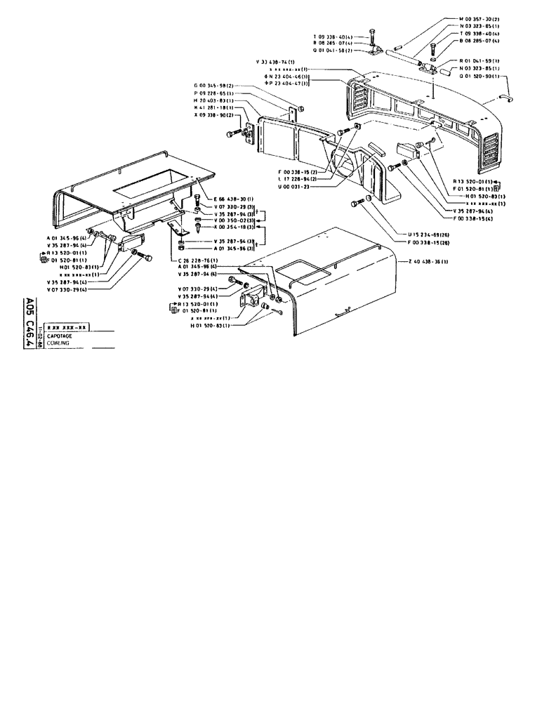 Схема запчастей Case 90BCL - (043) - COWLING (05) - UPPERSTRUCTURE CHASSIS