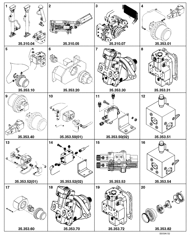 Схема запчастей Case SV212 - (35.000.01) - HYDRAULIC SYSTEMS - SECTION PICTORIAL 1/2 (35) - HYDRAULIC SYSTEMS