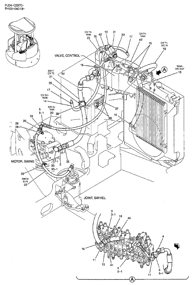 Схема запчастей Case CX50B - (02-031) - HYDRAULIC LINES, RETURN P/N PH32H00004F1 (05) - SUPERSTRUCTURE