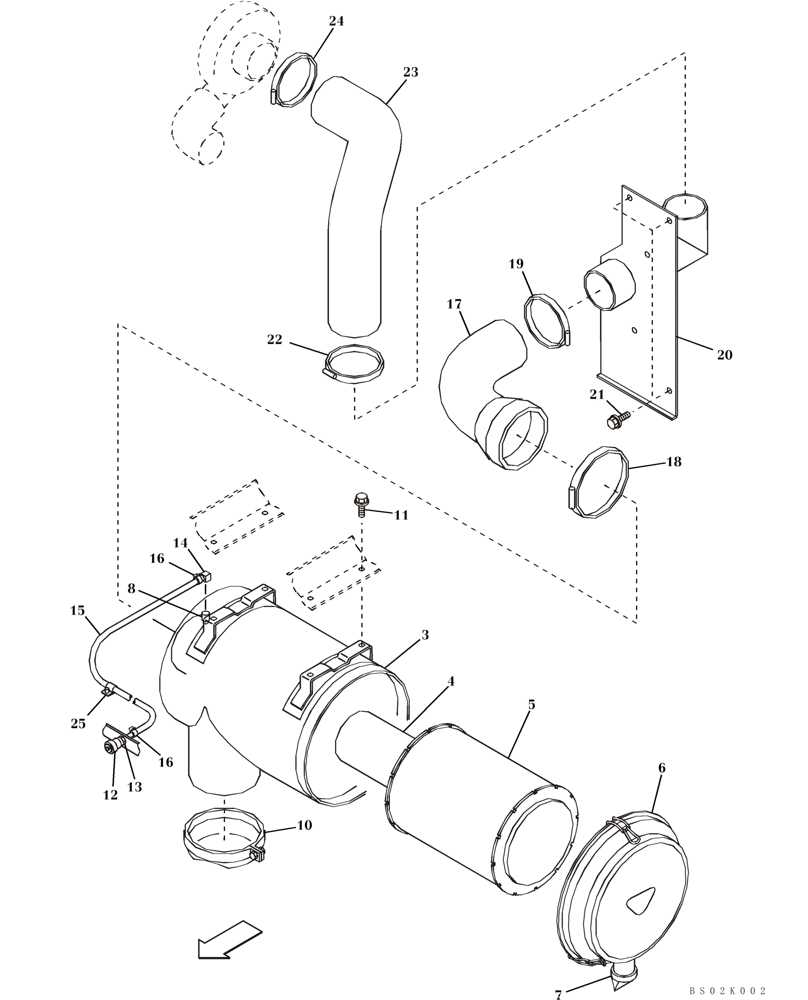 Схема запчастей Case CX330 - (02-02) - AIR CLEANER (02) - ENGINE